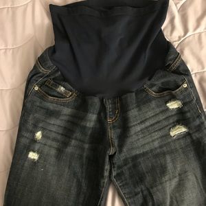 Maternity jeans- distressed, “boyfriend” fit